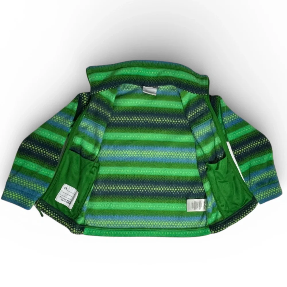Columbia Zing III Striped Fleece Jacket Green/Blue Boys XXS (4-5)